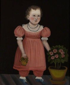 19th C, oil on canvas by unknown artist. Photo credit: American Museum & Gardens Folk Art Prints, Ogunquit Maine, Historical Portraits, 19th Century Portraits, American Primitive, Folk Art Paintings, Child Portraits, Antique Portraits, Antique Folk Art