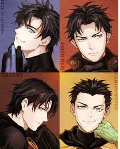 four different anime avatars, one with black hair and the other with blue eyes