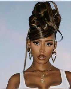 90s Hair Photoshoot, Early 90s Hairstyles Black Women, 80 Black Hairstyles, 90s Flipped Ponytail, 90s Updos For Black Women, Old School Hairstyles 90s Black Women, 90s Pin Up Hairstyles For Black Women, 90 Black Hairstyles, Black 80s Hairstyles