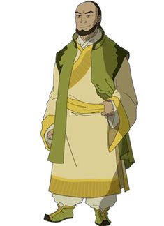 an animated man with a beard and green shawl standing in front of a white background