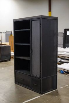 The Edwin Closet is the perfect addition for any office looking for storage. The closet allows for pieces to hang, shelving use and filing needs. Keep your belongings secure in a distinctly Iron Age Office style. #homeoffice #officefurniture #storagesolutions #homeofficefurniture #storage #usedofficefurniture #smallbusiness #designideas #officeorganization #ironageoffice