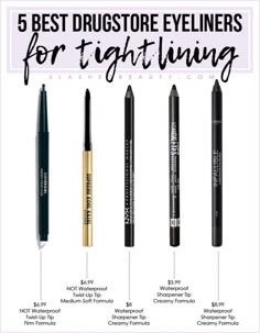 5 Best Drugstore Eyeliners for Tightlining | Slashed Beauty Best Cheap Eyeliner, Best Eyeliner Drugstore, Best Eyeliner For Brown Eyes, Tight Line Eyeliner, Tightlining Eyeliner, Best Eyeliner For Tightlining, Best Pencil Eyeliner, Best Eye Pencil