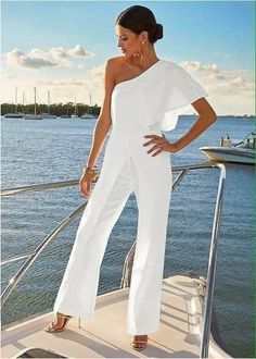 Venus Fashion, Wedding Jumpsuit, One Shoulder Jumpsuit, Jumpsuit Outfit, Jumpsuit Pattern, Elegante Casual, Jumpsuits And Romper, White Jumpsuit