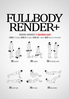 the full body render poster shows how to do it with dumbs and exercises