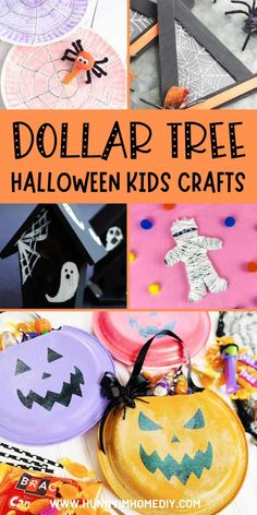 dollar tree halloween kids crafts with text overlay