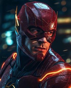 the flash in justice league is shown with his head turned to look like he's wearing