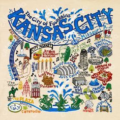 the kansas city map is made up of many different things and colors, including water