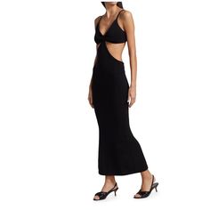 The Serita Knit Dress From Cult Gaia Features A Dramatic Cut Out At The Waist. This Form-Fitting Piece Is Crafted Of A Cotton Blend. V-Neck Shoulder Straps Sleeveless Cut-Out Waist Pullover Style 77% Cotton/23% Polyester Dry Clean Imported Size & Fit About 57” From Shoulder To Hem Underwire Cut Out Dress, Cut Out Maxi Dress Black, Black Maxi Gown, Theia Dresses, Brown Maxi Dresses, Knit Gown, Cutout Gown, Cutout Maxi Dress, Evening Gown Dresses