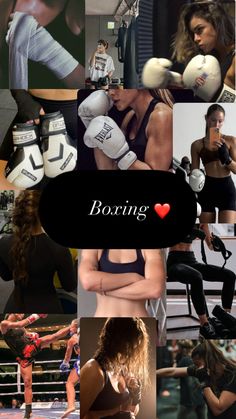 a collage of photos with boxing gloves