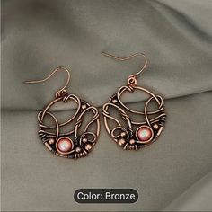 Brand New Deco, Art Design Bronze Earrings. Elegant Copper Wrap Earrings, Metal Art Jewelry, Wire Jewelry Earrings, Diy Wire Earrings, Wire Wrapped Jewelry Diy, Diy Jewelry Inspiration, Bronze Earrings, Diy Wire Jewelry, Wire Work Jewelry