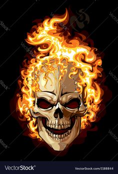 a skull with flames on it's face is shown in this handbag design