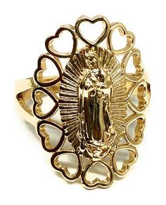 Product DetailsGold plated base material.Brand new Virgin Mary Heart ring.The Virgin Mary Virgen De Guadalupe ring comes in various sizes.Comes packaged inside an individual box Mexican Jewelry Bracelets, Virgin Mary Heart, Mary Heart, Quinceanera Jewelry, Future Engagement Rings, Mexican Jewelry, The Virgin Mary, Flower Pendant Necklace, Jewelry Lookbook