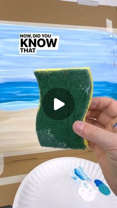 a person holding up a piece of green sponge with the words do you know that?