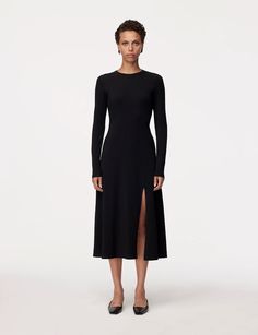 Long Sleeve Crewneck Tee Dress | Another Tomorrow Tee Dress, Skirt Top, Boundaries, Dresses For Sale, Dress Skirt, New Arrivals, High Neck Dress, Dresses For Work, Ready To Wear