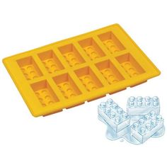 an ice tray with several pieces of ice in it