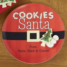 a plate with cookies for santa on it