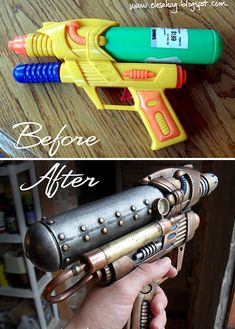 How-To: Transform Toy Gun in to Steampunk Beauty from Elesa ofAhem Mode Steampunk, Futurisme Retro, Steampunk Crafts, Steampunk Cosplay, Neo Victorian, Steampunk Diy, Steampunk Accessories, Cosplay Tutorial, Steampunk Costume