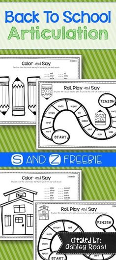 the back to school articulation worksheet is shown in three different colors