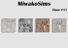 four different types of tile on a wall with the words miwako sims floor 11