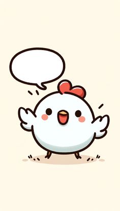 a cartoon chicken with an empty speech bubble