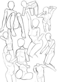 a drawing of people standing and sitting in different positions