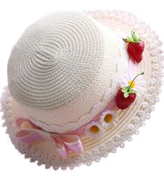 PRICES MAY VARY. One size fit most teens and adult women, Size Hat Circumference is about 22.4"-22.7"; The stylish and chic The lolita straw hat has a neutral cut, cute and sweet straw hat will top you off in style and you'll want to wear it on for any outside activity and any occasion; The cute lolita beach sunhat can effectively prevent the damage of ultraviolet rays to the facial skin, and it is also the best prop for fashion photos. Perfect for lolita dress, tea party, wedding party, beach, Kawaii Hat, Strawberry Dress, Teen Summer, Girls Handmade, Sun Hats For Women, Handmade Lace, Top Summer, Cute Hats, Kawaii Clothes