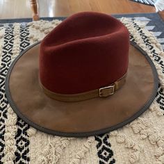 Adjustable Size Small Red Felt And Leather Brim Leather Hats, Red Felt, Accessories Hats, Mens Accessories, Felt, Man Shop, Hats, Red, Leather