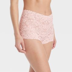 These Allover Lace Boy Shorts from Auden™ bring the perfect blend of classic design and cool comfort to your intimates drawer. These mid-rise boy shorts are crafted soft, stretchy fabric with cotton lining and a cotton gusset to offer a comfortable, flexible fit, and the slight sheerness provides full coverage for confident wear. Designed in a solid hue, they feature allover floral lace detailing for a touch of elegant style. Auden™: Comfort true to every shape & hue. Cheap Romantic Pink Intimates, Cheap Coquette Lace Intimates, Cheap Pink Lace Intimates, Feminine Pink Lace Bra, Pink Lace Feminine Bra, Victoria Secret Lingerie, Lace Bands, Lace Thong, Green Lace