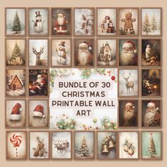 christmas wall art with santa claus and other holiday decorations