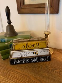 three books are stacked on top of each other with the words always bee, bumble and kindle