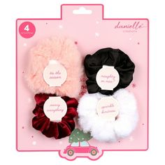 Danielle Creations 4pk multi-color scrunchies Holiday Gift Set! Beautiful array of colors include: Blush Pink, White, Maroon, and Black, with multiple materials! Suitable for all hair types, and a lovely addition to your Holiday attire! Wonderful Gift to give or receive! Prevent hair damage while looking stylish! Treat your hair this Holiday Season, and give your ponytail or bun the star treatment! Perfect for young Adults. Unisex. Size: One Size. Hair Damage, Scrunchie Hair, Holiday Attire, Holiday Gift Sets, All Hair Types, Scrunchie Hairstyles, Hair Types, Christmas List, Cloth Bags