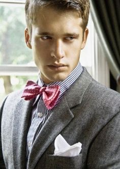 Bow Ties Male Suits, Male Hair, Pink Bow Tie, Dapper Men, Suit Up, Pocket Squares, Well Dressed Men