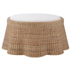 Measuring 41" W x 41" D x 19" H, this stunning piece combines natural beauty with functional design, making it a perfect centerpiece for any room. Crafted with high-quality rattan, this round stool features a charming natural finish that adds a warm and inviting vibe to your decor and has a round arctic white upholstered cushion. The round shape and delicate curves create a sophisticated draped silhouette, making it an eye-catching addition to your living room, sunroom, or patio. Ideal for hosti Living Room Sunroom, Rattan Ottoman, Artichoke Lamp, Tufted Leather, Round Stool, Hosting Guests, Round Ottoman, Ottoman Footstool, Modern Art Deco