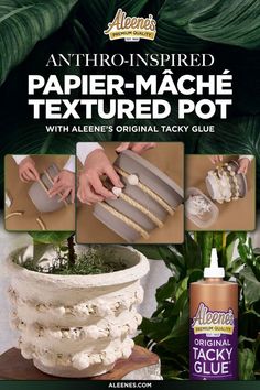 the instructions for how to make paper mache textured pot with allen's original tacky glue