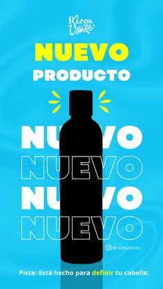 a poster with the words nuovo product in spanish and an image of a bottle