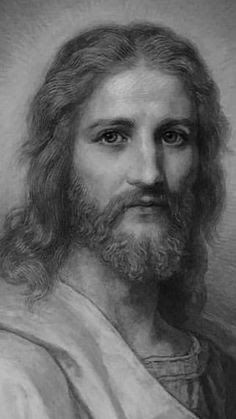 a black and white photo of jesus