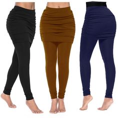 "All year around essential, our best selling Skirt Leggings are crafted in a four way stretch upcycled viscose blend fabric. Butter soft with super stretch fabric, designed with skirted waistband - can be dressed up or down. Must have items! Available in Plus size as well - Full Length ( inseam : 29\") Please contact shop if you need longer or shorter length. - Skirted waistband - Ruched, shirring skirt over lay. - Four way stretch fabric - Wardrobe staple - Loungewear - Model is 5'5\" wearing s Shirt Extender, Yoga Skirt, Elastic Pants, Outfit Yoga, Legging Sport, Ruched Skirt, Running Pants, Skirt Leggings, Slim Pants