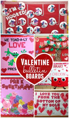 valentine bulletin board with lots of different pictures