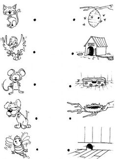 the worksheet for children to learn how to draw animals and their habitats