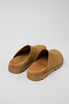 Brutus Sandal  by Camper Modern Suede Slip-ons With Cushioned Footbed, Modern Clogs With Textured Footbed And Round Toe, Suede Mules With Cork-bed Midsoles, Slip-on Suede Mules With Cork-bed Midsoles, Suede Slip-ons With Textured Footbed, Modern Cushioned Slip-on Clogs, Modern Slip-on Clogs With Cushioned Footbed, Slip-on Suede Mules With Cushioned Footbed, Suede Slip-on Mules With Cushioned Footbed