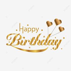 happy birthday card with gold foil balloons on white background