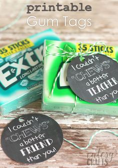 printable gum tags are the perfect way to use them as favors for any party