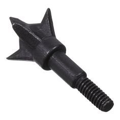 a black star shaped screw on a white background