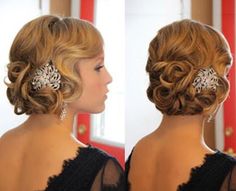 Art Deco Hair! 40s Wedding Hairstyles, Sanggul Modern, Gatsby Hair, Retro Wedding Hair, 1920s Hair, Great Gatsby Fashion, Vintage Wedding Hair, Wedding Hairstyles Updo, Hair Combs