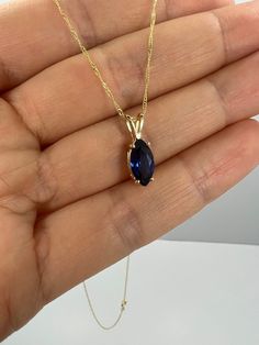 This is a beautiful pendant design. It is set in real solid 14Kt Gold and the chain is 14Kt Gold as well. I have this pendant available with all gemstones that you can see in my store. You can choose if you want 14Kt White Gold, 14Kt Yellow Gold or 14Kt Rose Gold. This is the perfect gift for mom, wife, fiancee, girlfriend, valentine, daughter, family or friend. It is a special gift for mother's day, valentine's day, wedding, anniversary, birthday, Christmas, Easter, New Year's and any holiday. Blue Marquise Necklace For A Gift, Blue Marquise Necklace For Gift, Blue Oval Pendant Necklace With Diamond Cut, Marquise Necklace, September Birthstone Necklace, Necklace Sapphire, Blue Sapphire Pendant, Blue Sapphire Necklace, Dope Jewelry