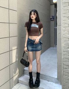 Mini Skirt Outfit Asian, Baggy Clothes Outfit Summer, Miniskirt Outfits, Korean Outfits, Aesthetic Outfits, Types Of Fashion Styles