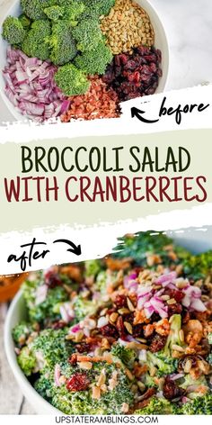 broccoli salad with cranberries before and after