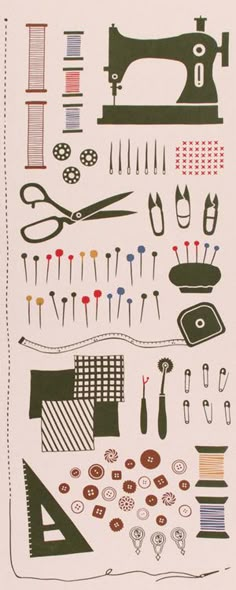 a poster with sewing tools on it