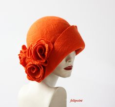 "Orange hat Felt hat felted hat Women's hat cloche hat felt hats felted hats Retro hat La belle epoque Art Deco 1920s hat Art Hats Orange hat cloche hat 1920's woman hat FELTPOINT Hats&Caps Accessories Wool Merino wool Handmade Great, very flattering hat ! Soft and durable ! Adapts to the head ! Special and unique ! Sophisticated and elegant ! This hat on the picture is made in orange color (No 9) On order I can make a hat in a different size and color. Made just for you To measure your head Fall Hats Women, Vintage Hats For Women, Art Hats, Vintage Sewing Patterns Free, 1920s Hat, Felted Hats, 1920s Women, Retro Hat, Hats Collection