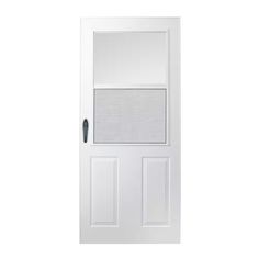 a white door with blinds on the side